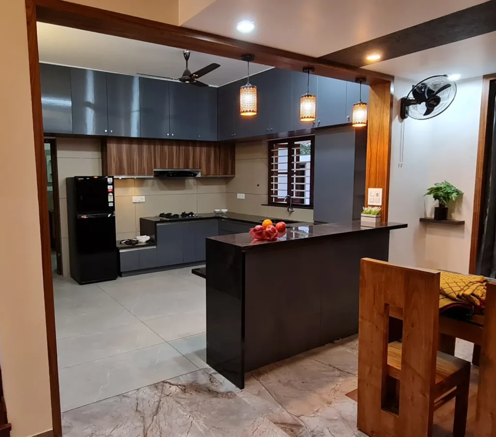 Dark Wood Open Kitchen