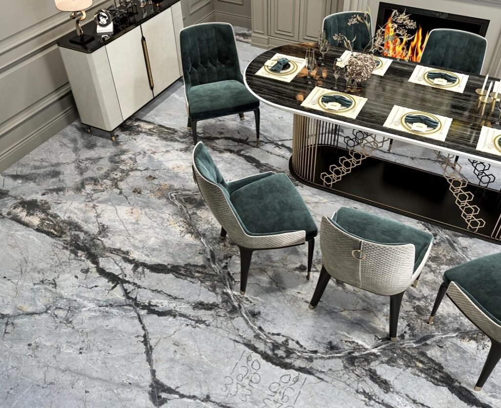 Dramatic Marble Dining Floor