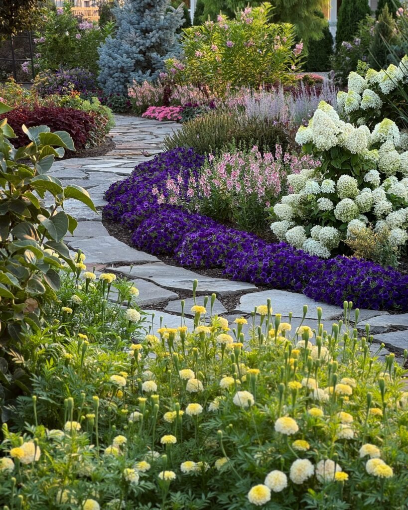 Flower-Lined Stone Path