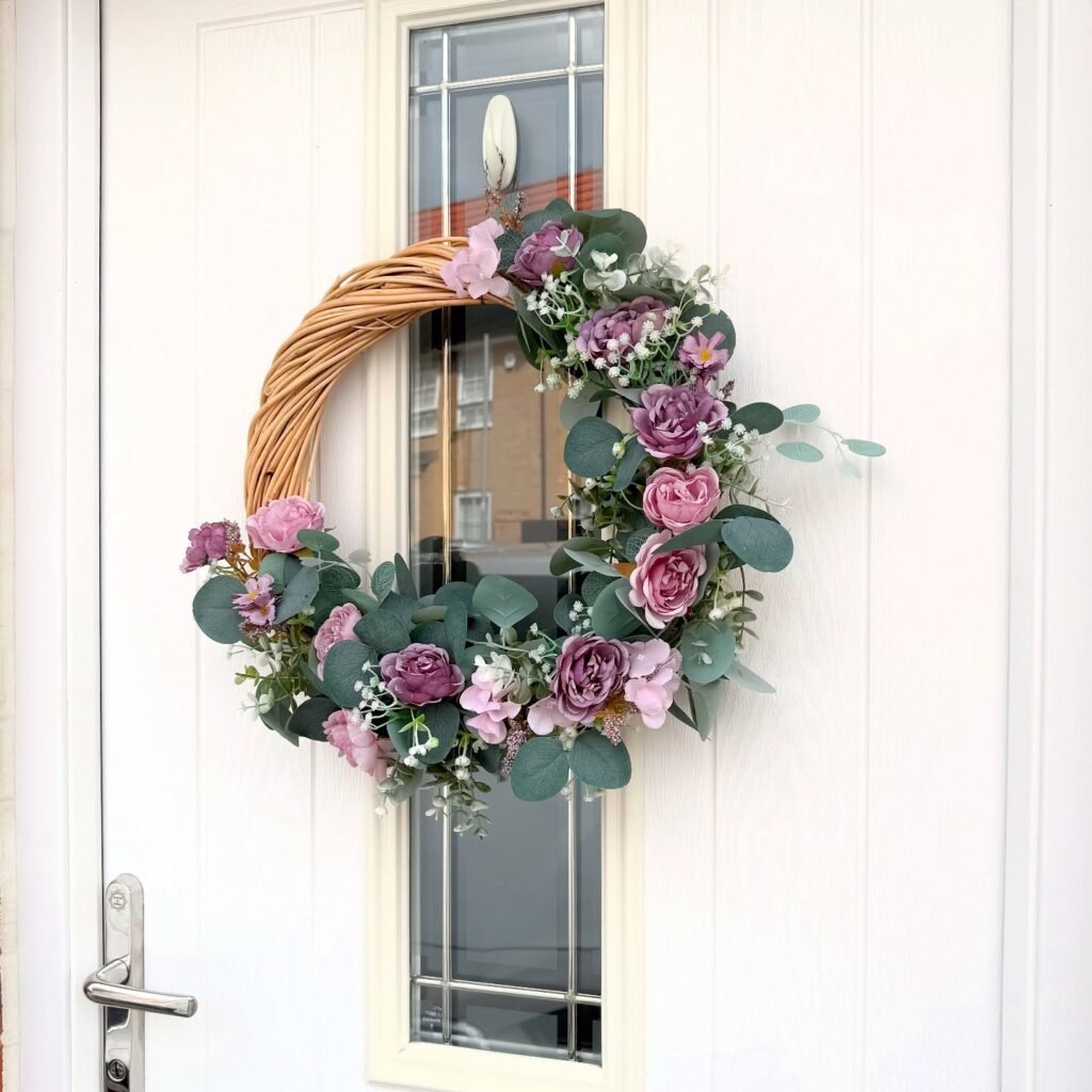 Half Floral Wicker Wreath