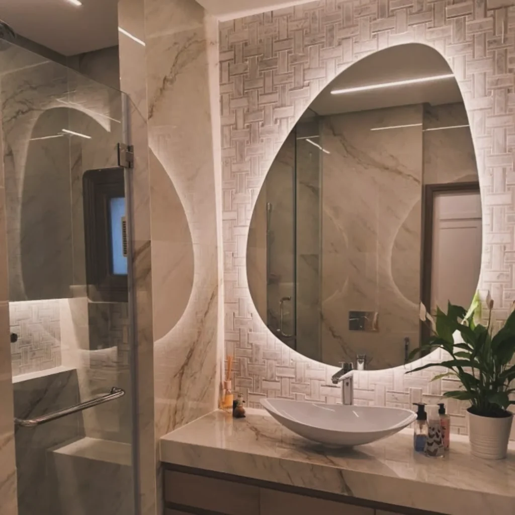 Large Round Lighted Mirror