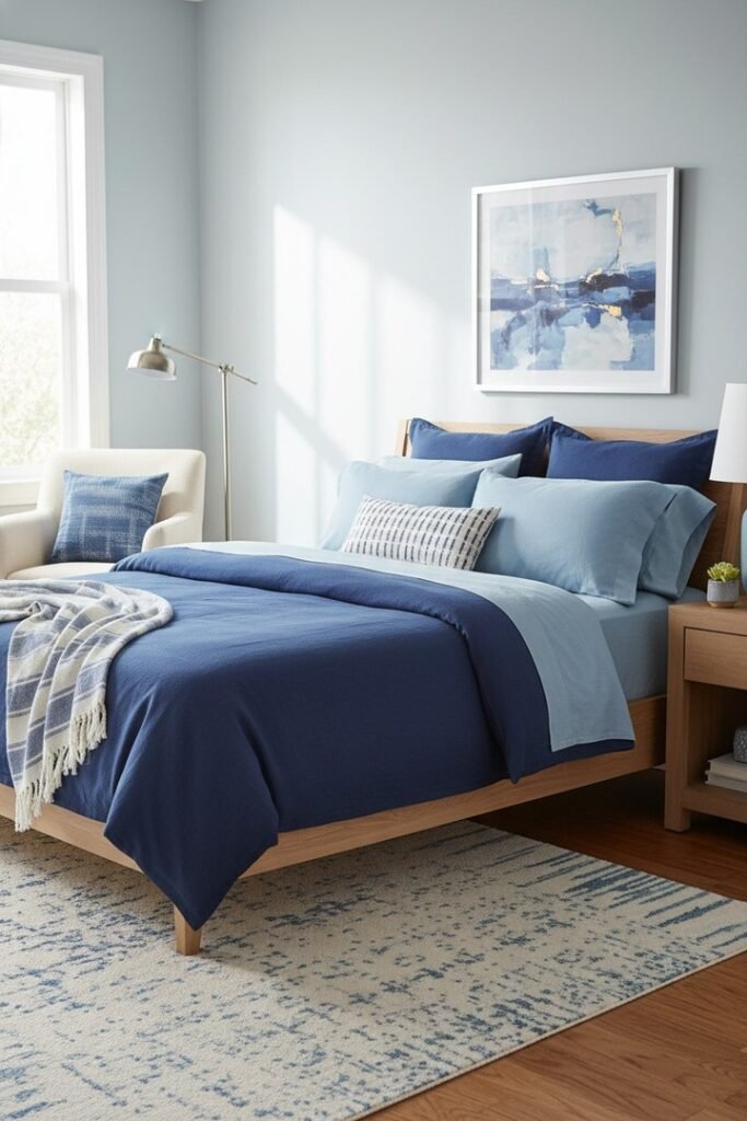 Layered Blue Bedding