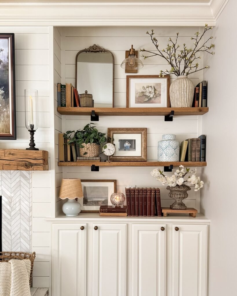 Layered Vintage Shelf Decor