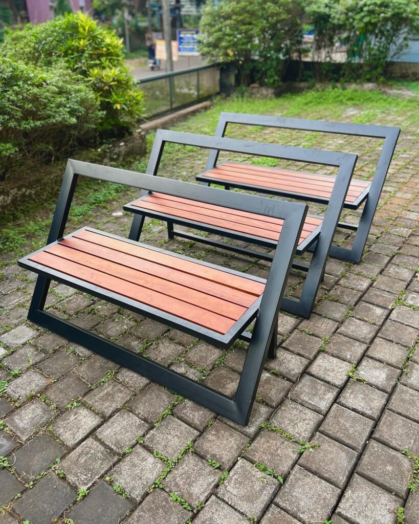 Modern Wood Metal Bench