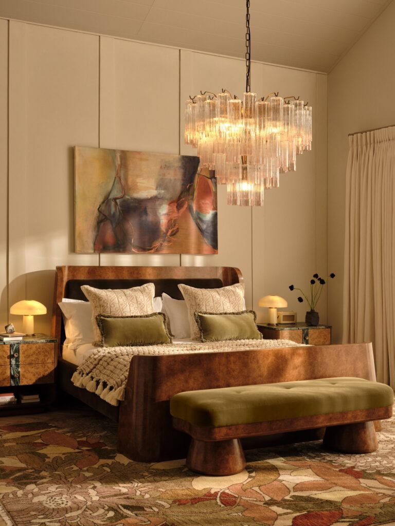 Olive Velvet Bench