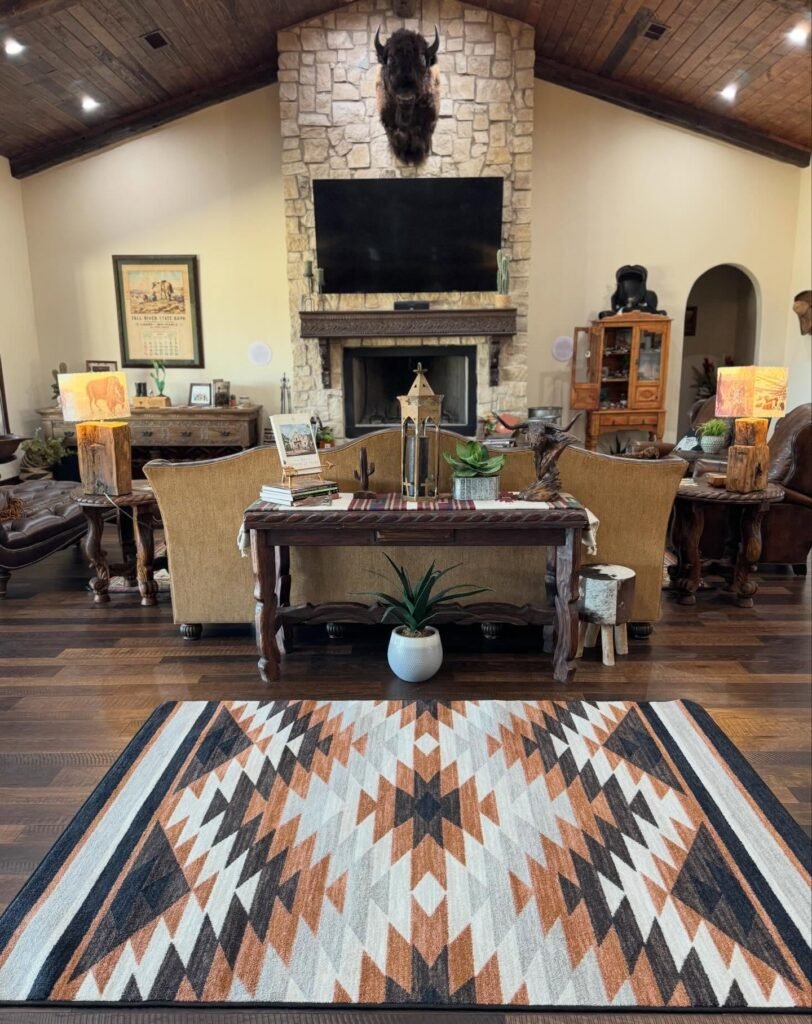 Patterned Ranch Living Room