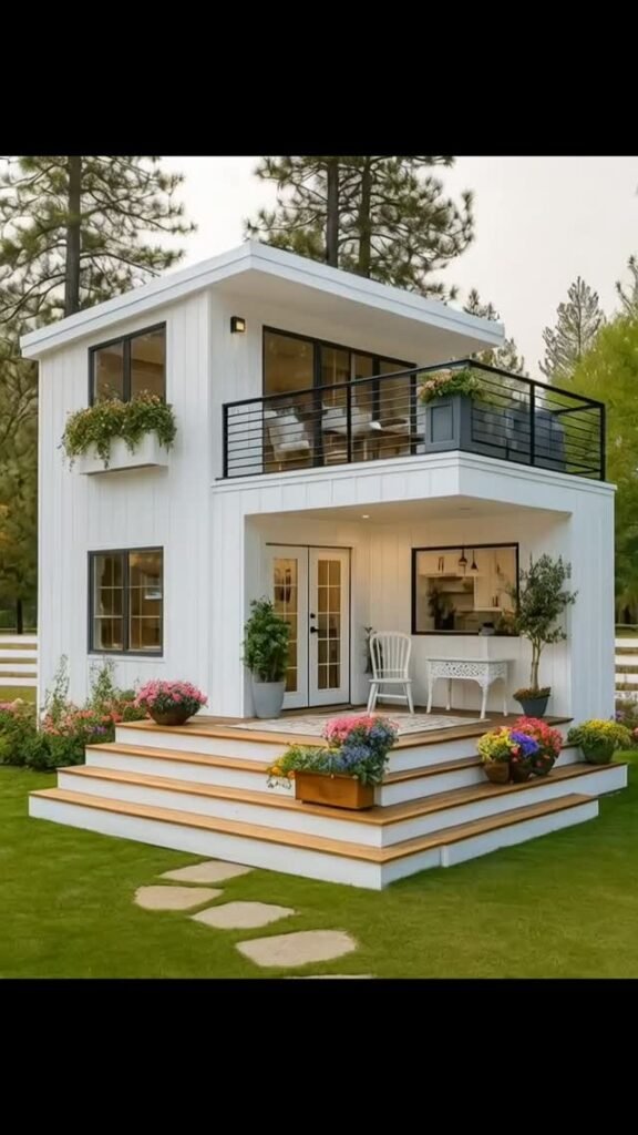 Raised Porch With Planters