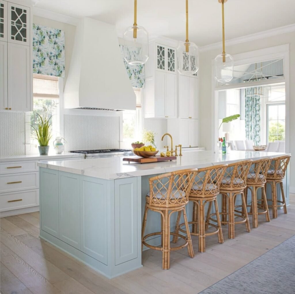 Rattan Stools And Pale Blue