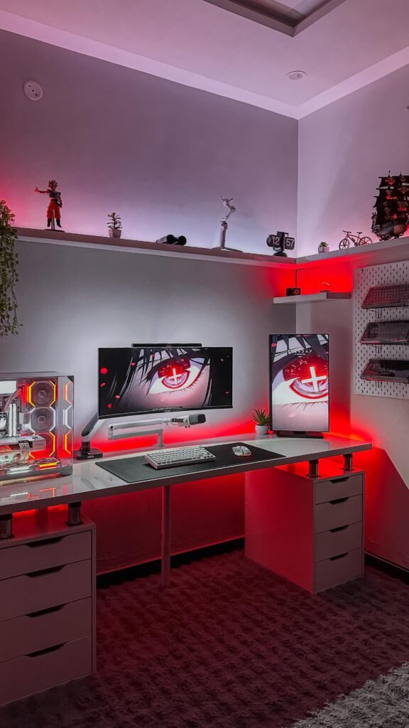Red Accent Gaming Desk