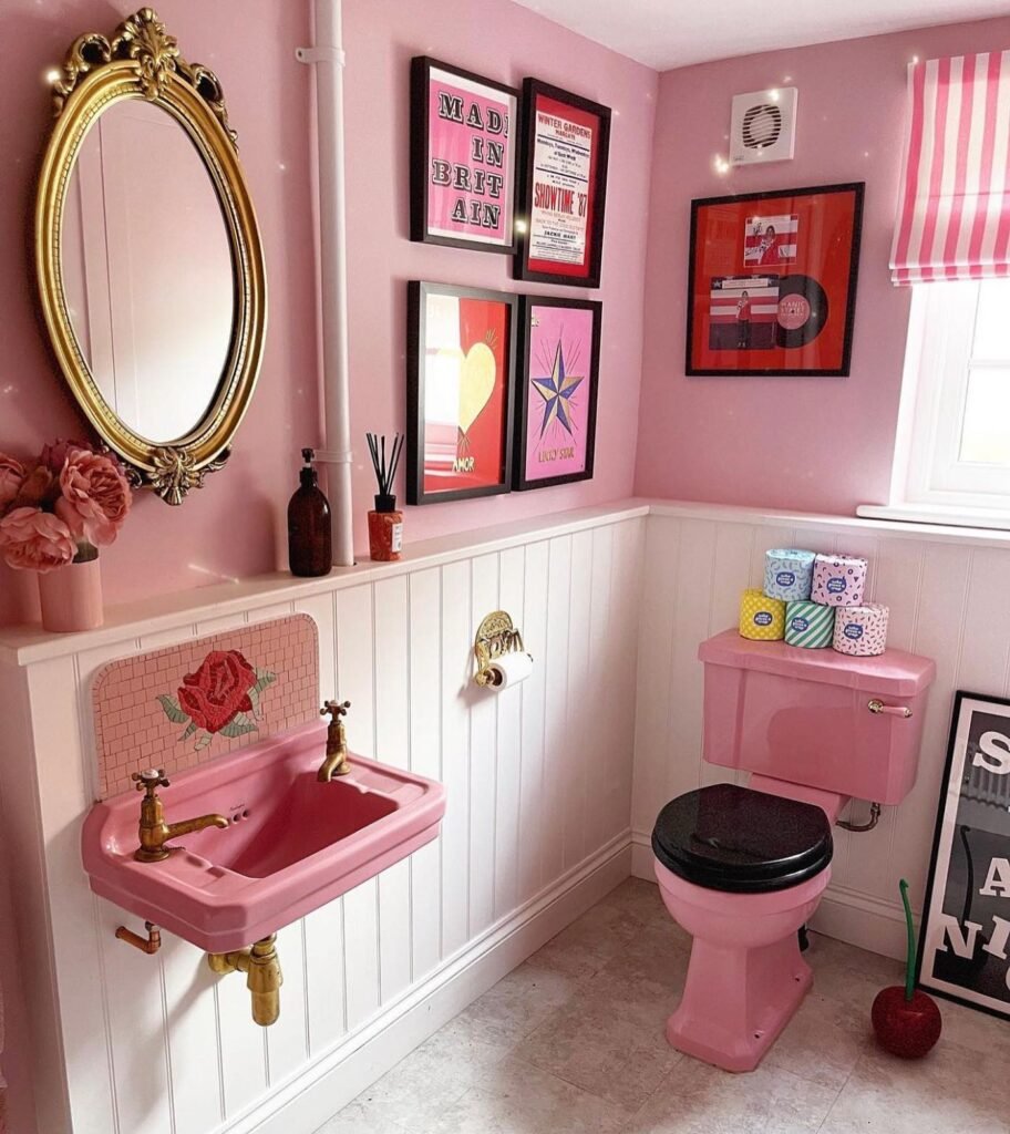 Retro Pink Powder Room