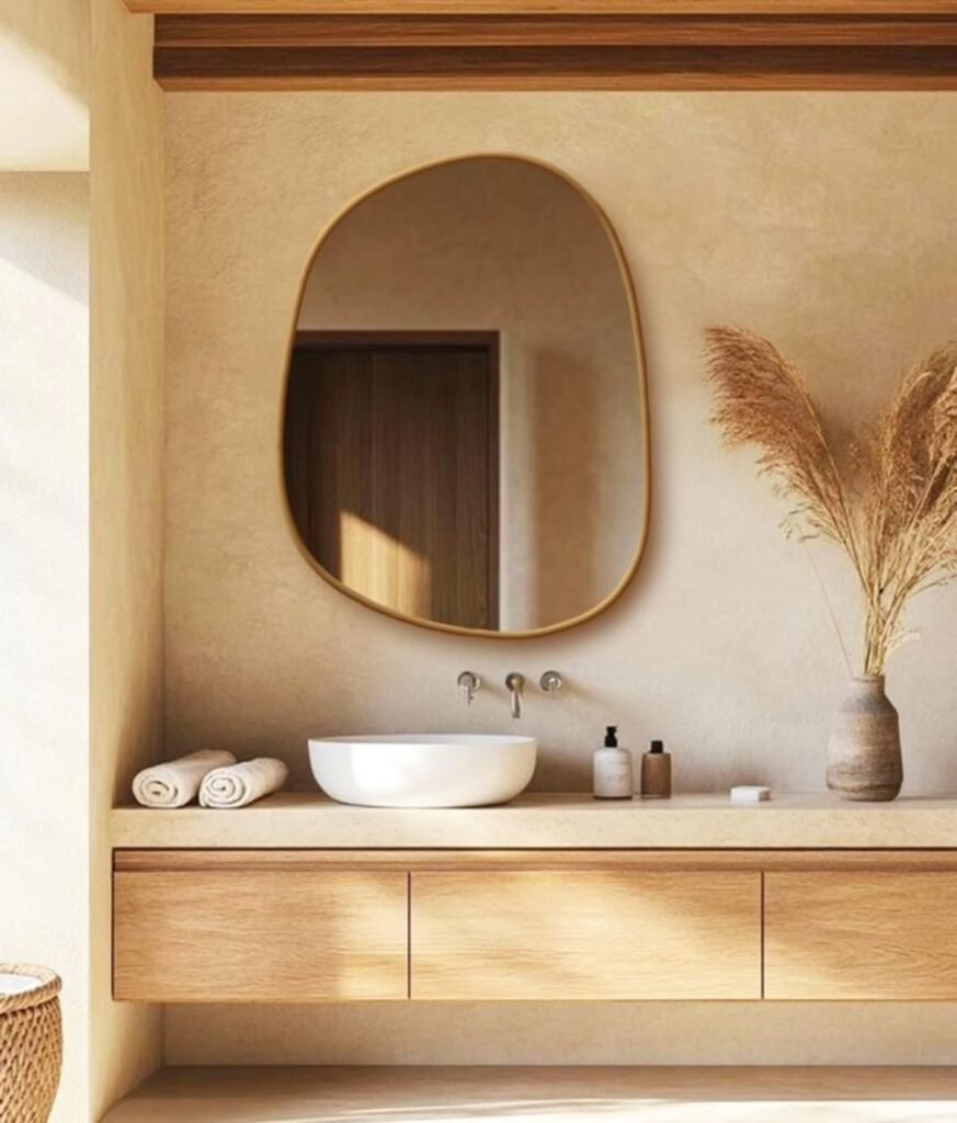 Rounded Wood Mirror