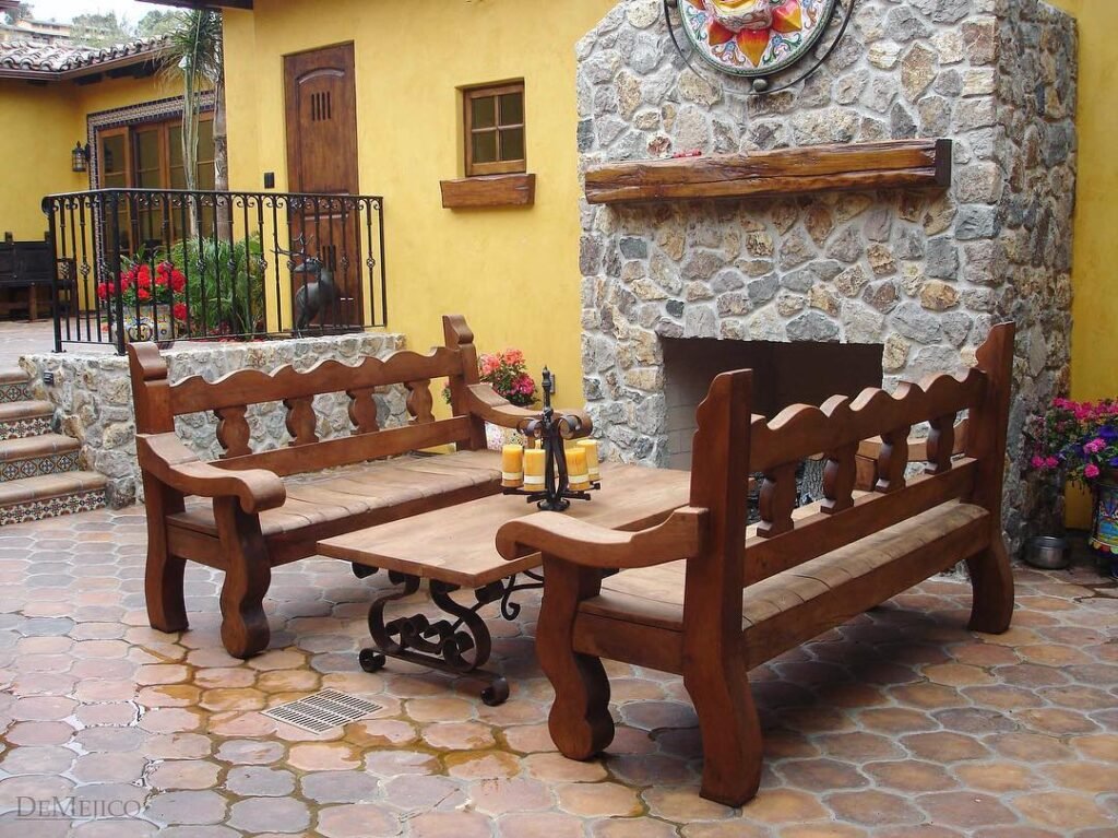 Rustic Courtyard Benches