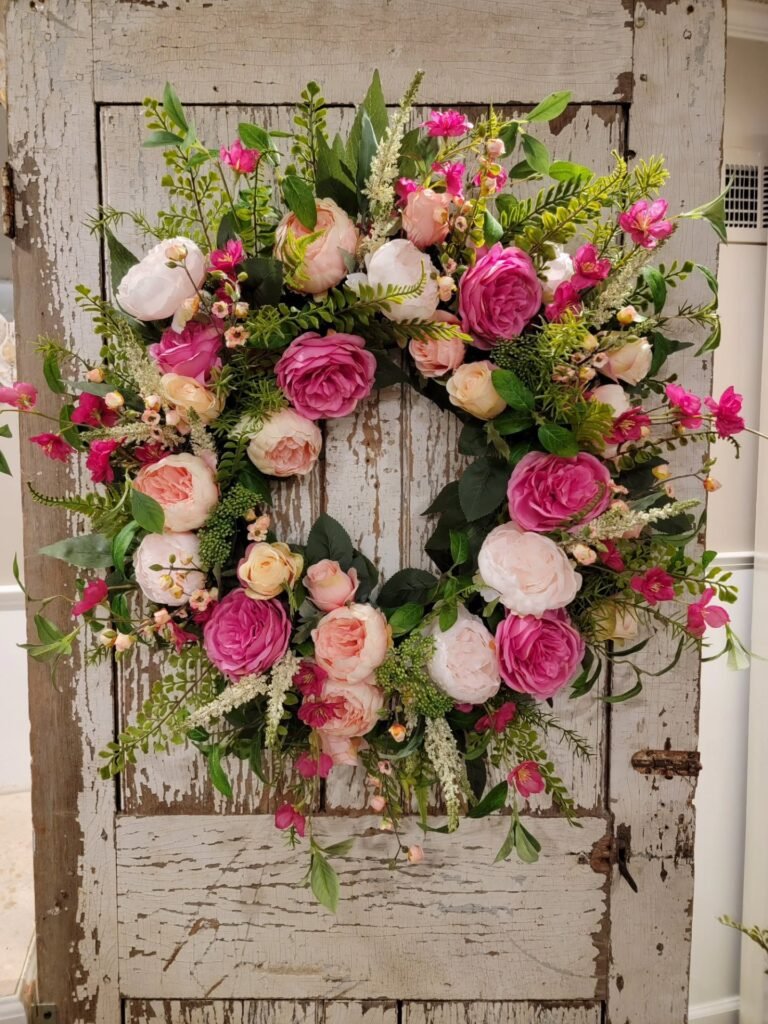 Rustic Pink Rose Wreath