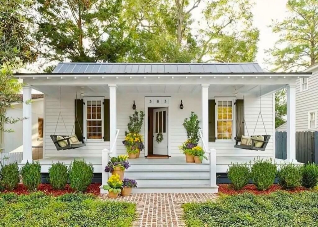 Simple White Cottage Porch