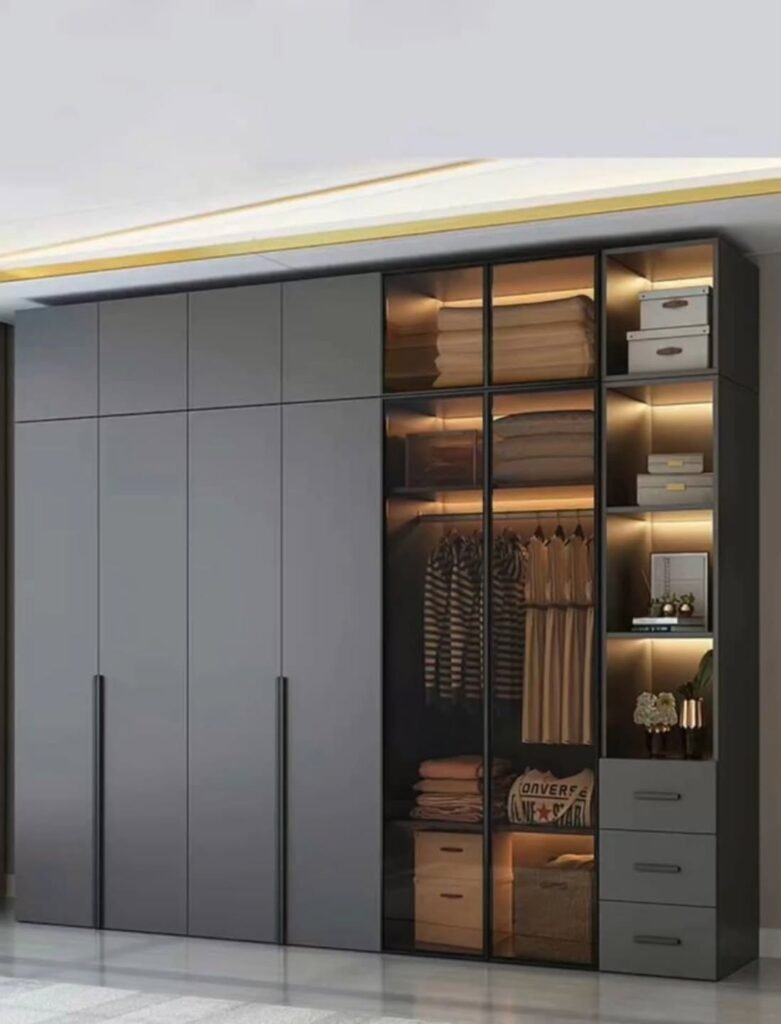 Sleek Wardrobe With Glass Panels