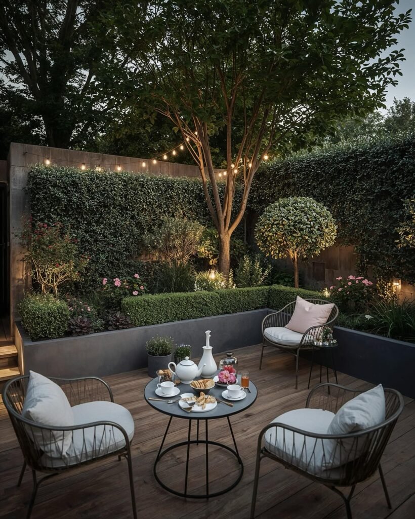 Slim Black Garden Table