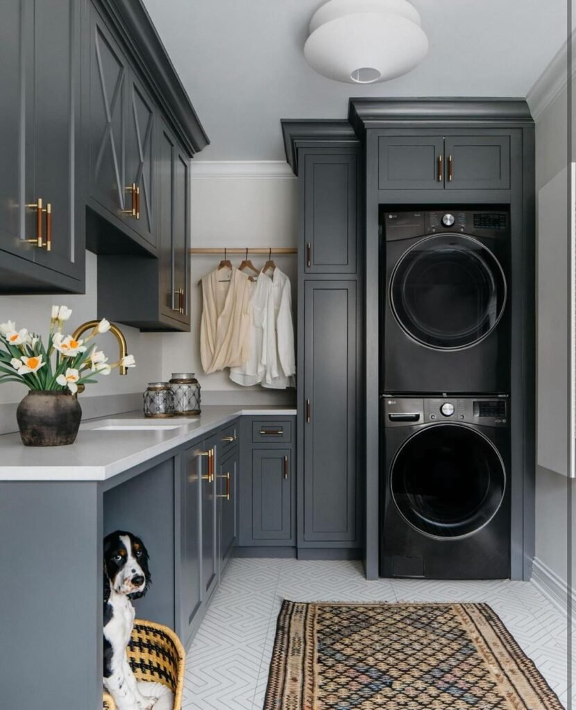 Elegant Dark Cabinet Laundry