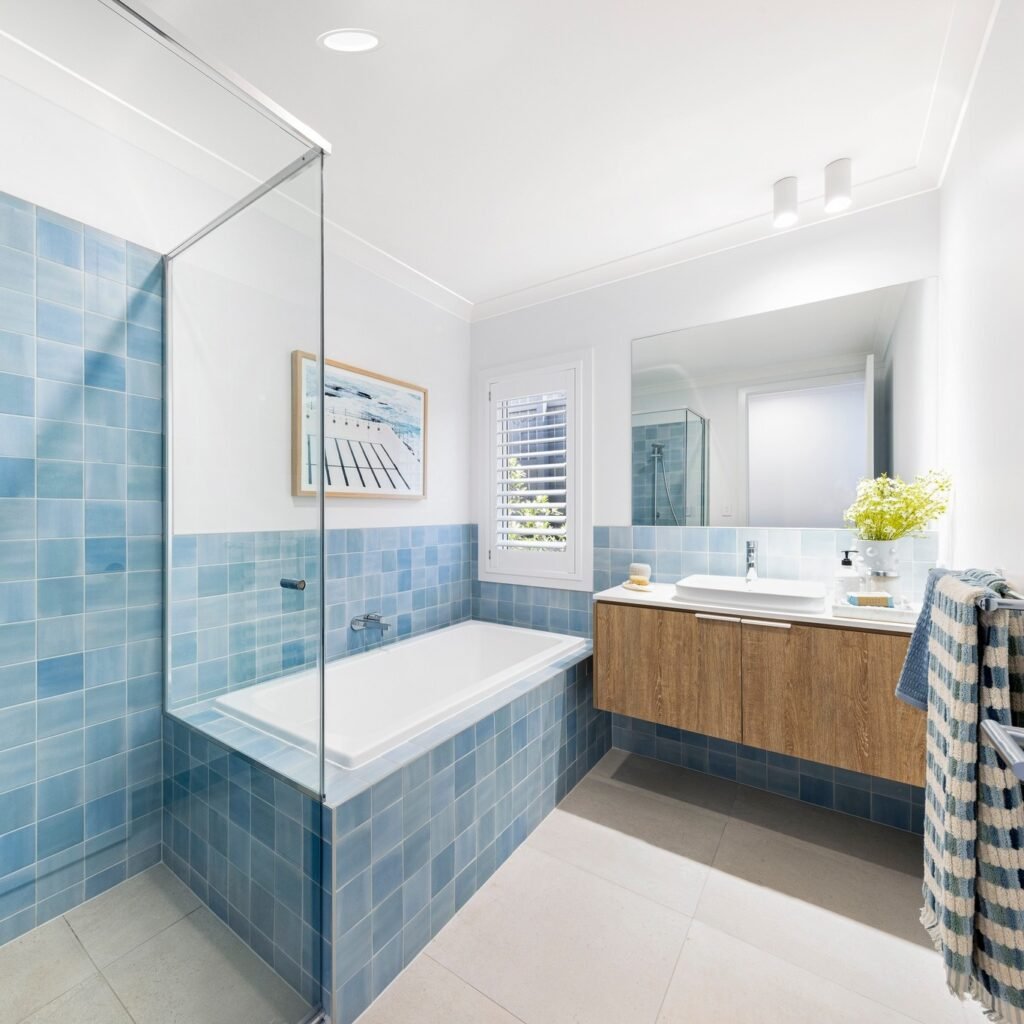 Soft Blue Tile Surround