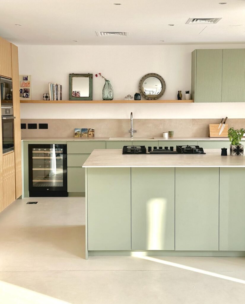  Soft Green Island Kitchen