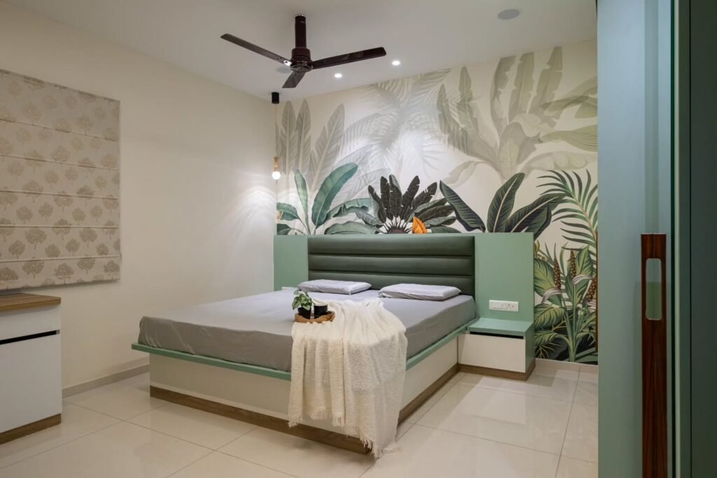 Soft Green Platform Bed