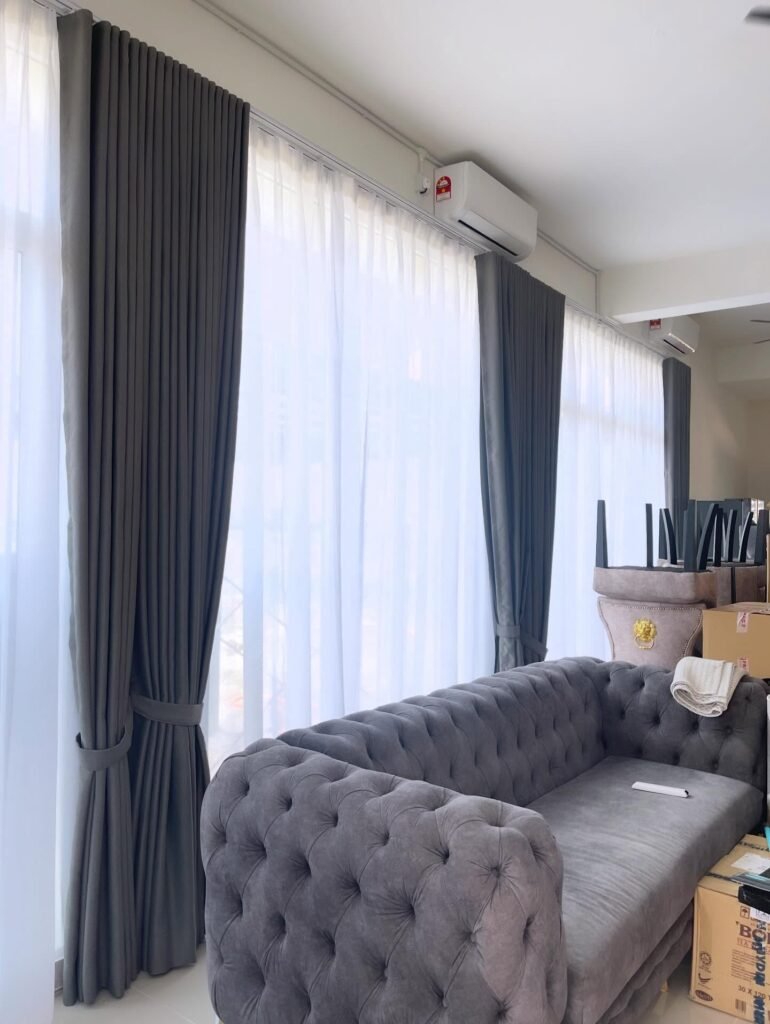 Tall Gray Drapes