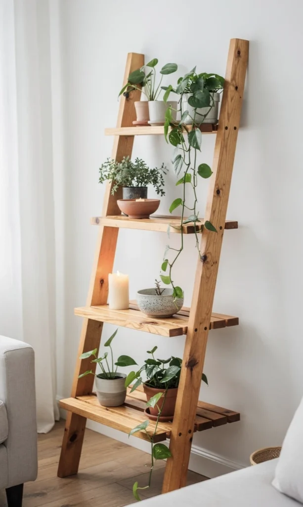 The Wooden Ladder Shelf