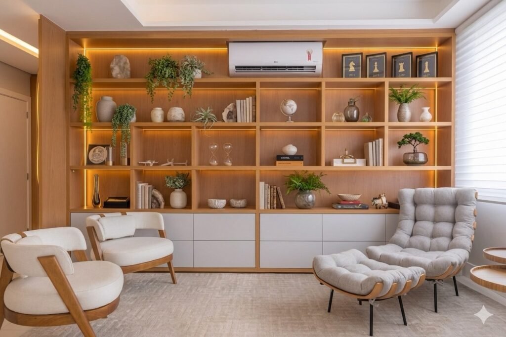 Warm Backlit Shelving