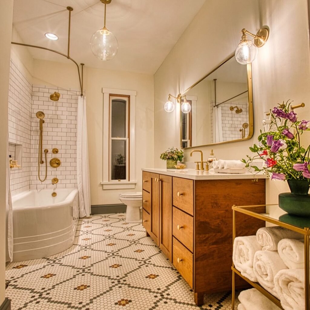 Warm Brass Bathroom Glow