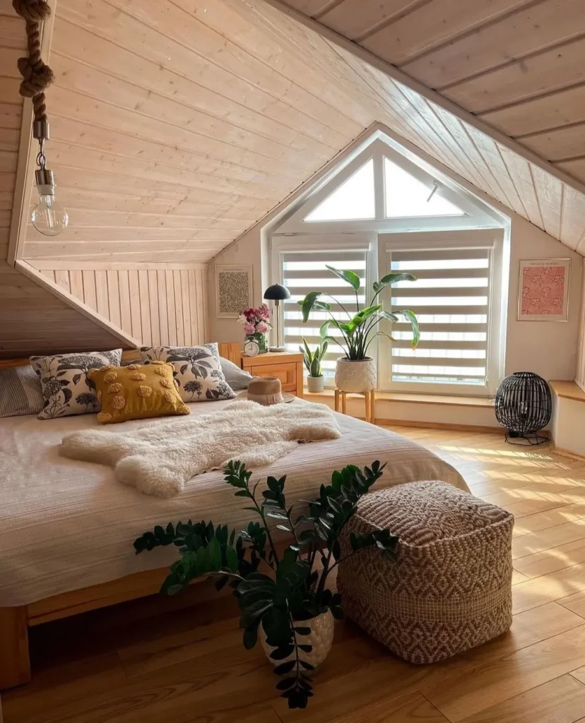 Warm Wood Attic Bedroom