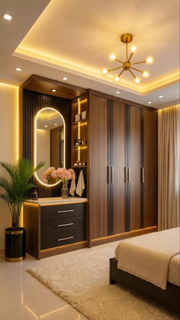 Warm Wood Wardrobe Wall