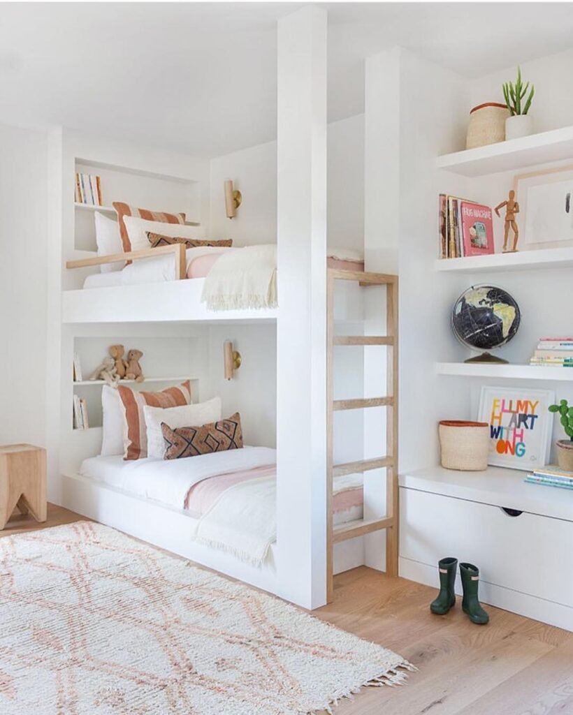 White Built In Bunks