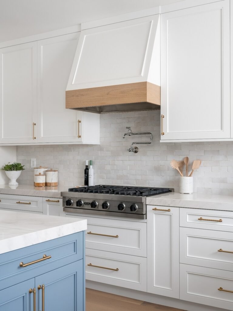 White Cabinets With Wood Trim
