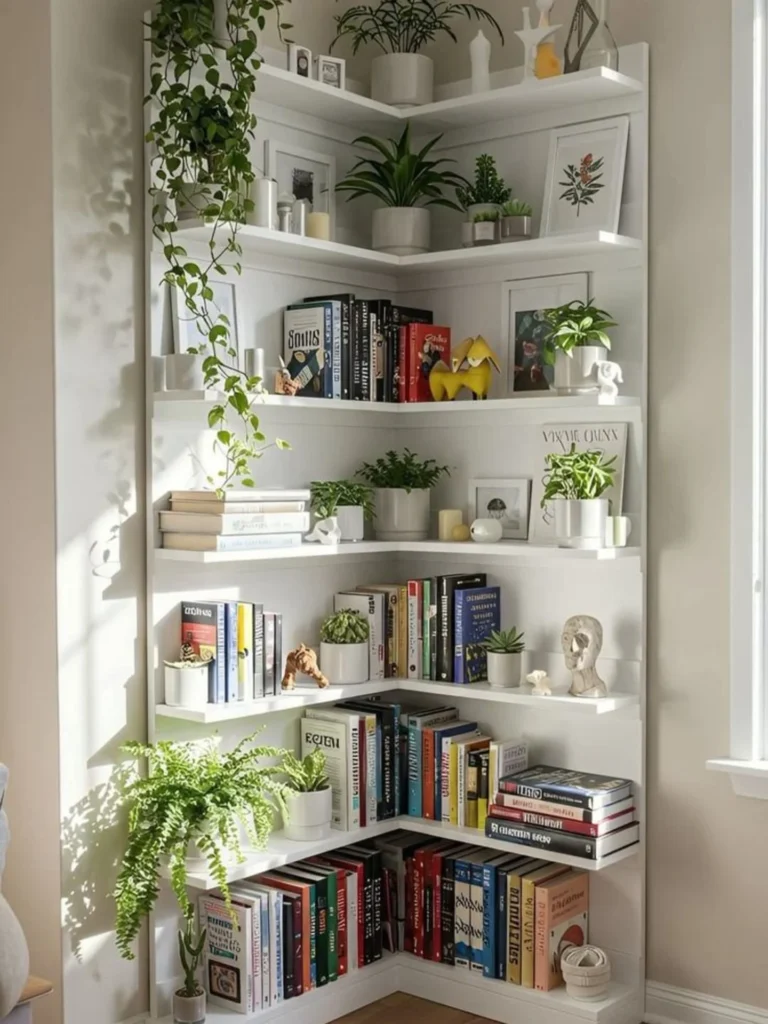White Corner Bookshelves