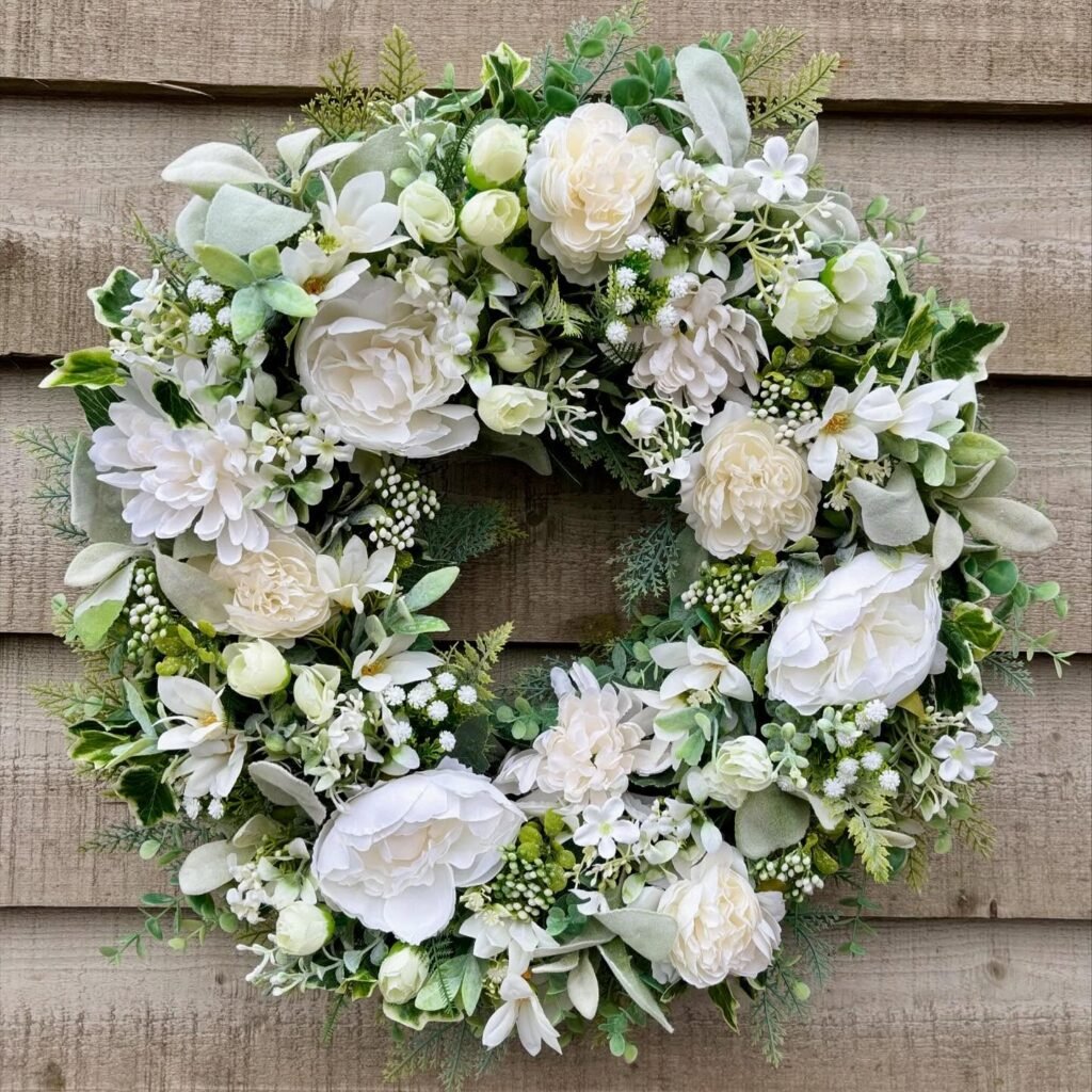 White Floral Greenery Wreath