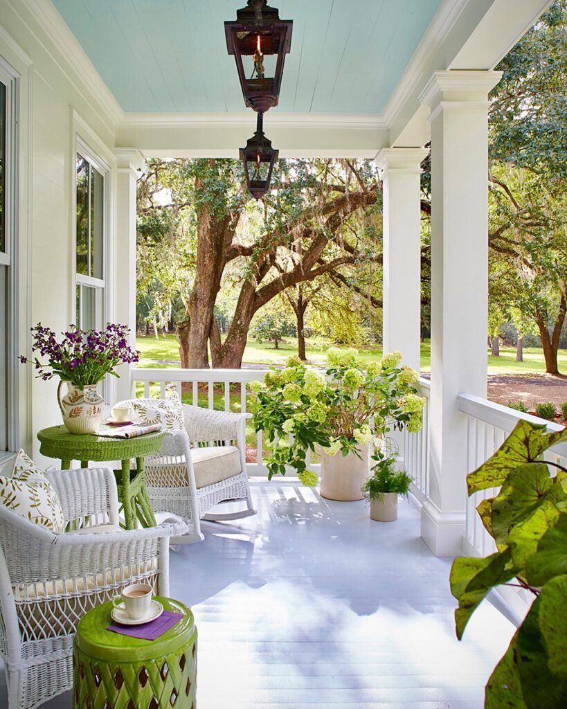 White Wicker Seating Corner