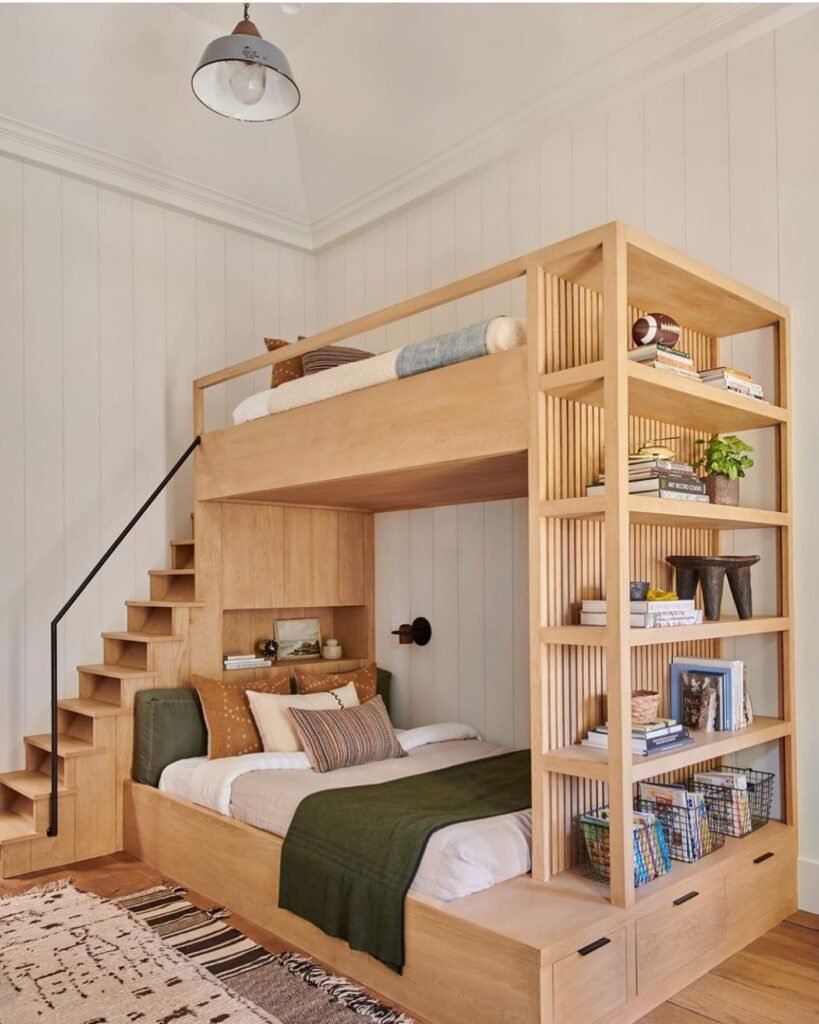 Wood Bunk With Shelves