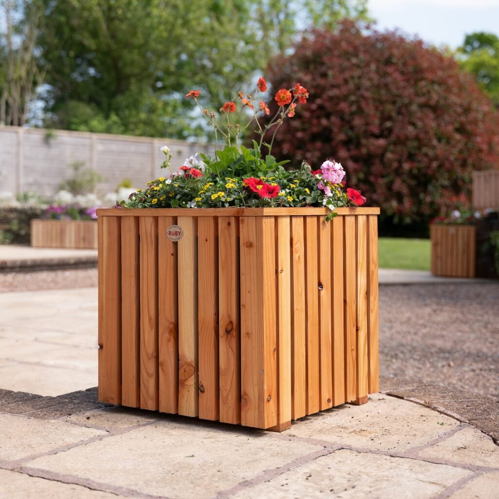 Wooden Patio Flower Box