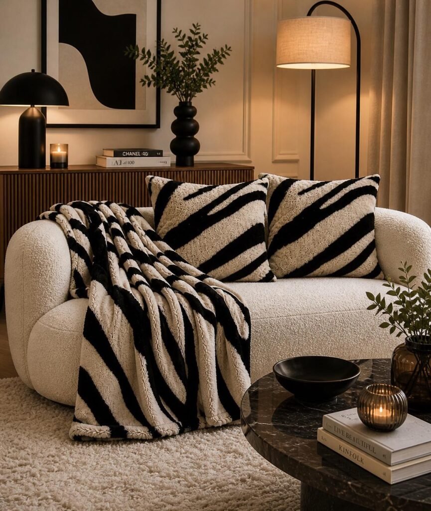 Zebra Throw And Pillows