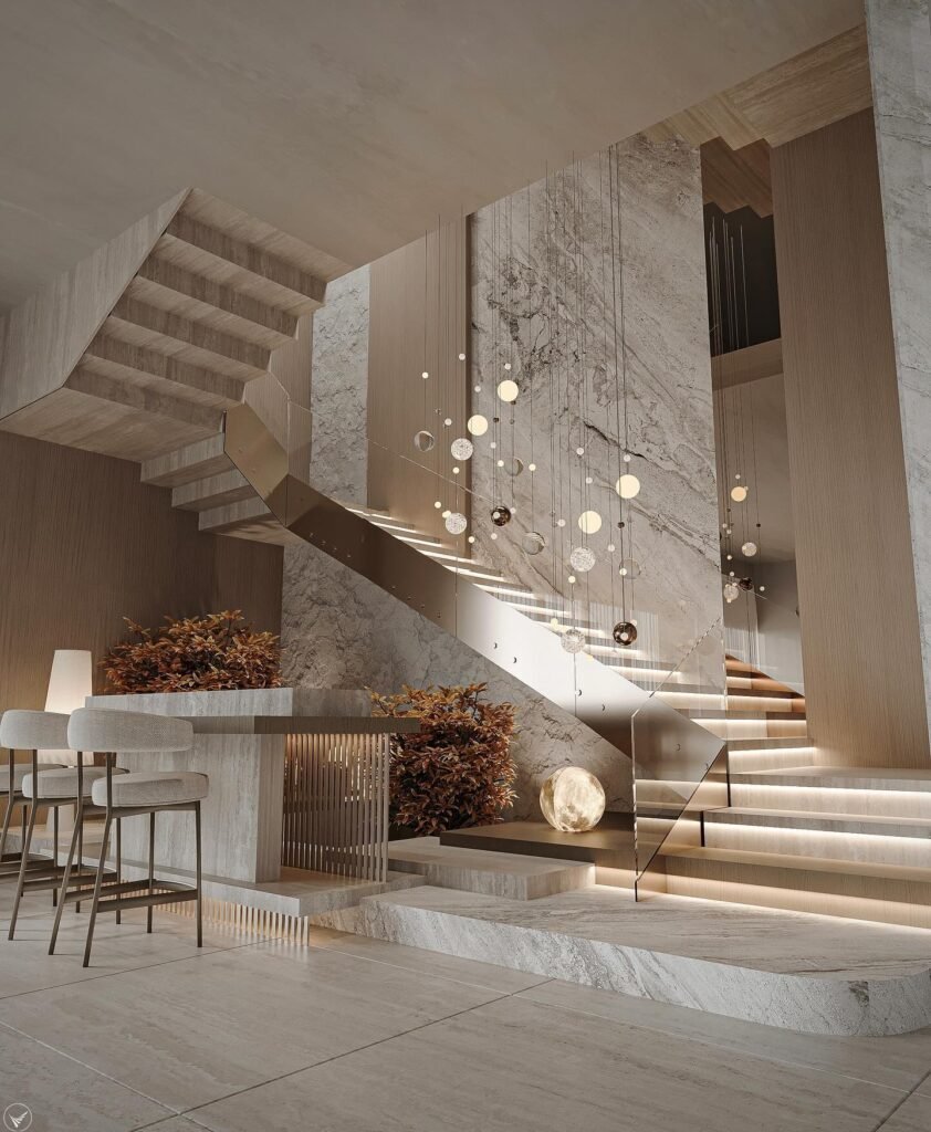 Add Marble And Pendant Lights