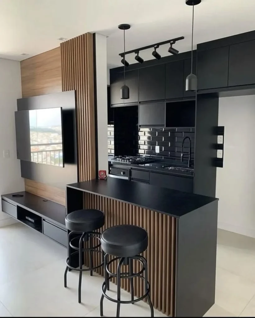 Black Island With Wood Texture