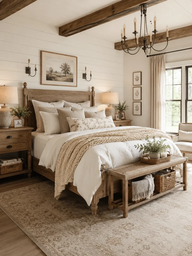 Cozy Neutral Farmhouse Bedroom