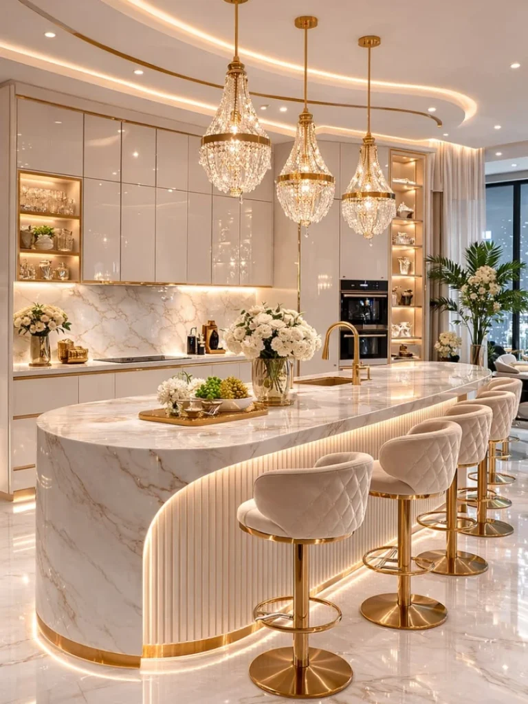 Curved Luxury Kitchen Island