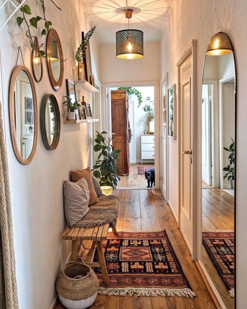 Layer Mirrors In A Narrow Hallway