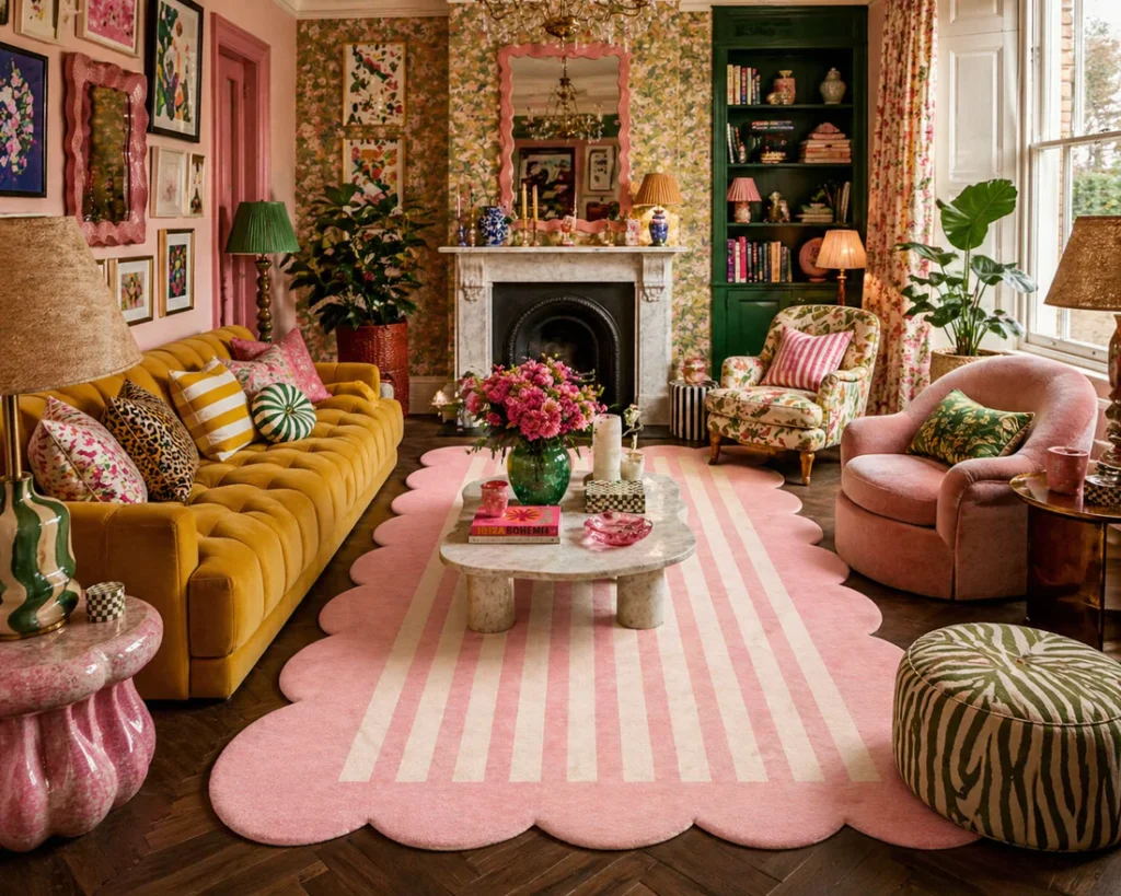 Scalloped Pink Stripes