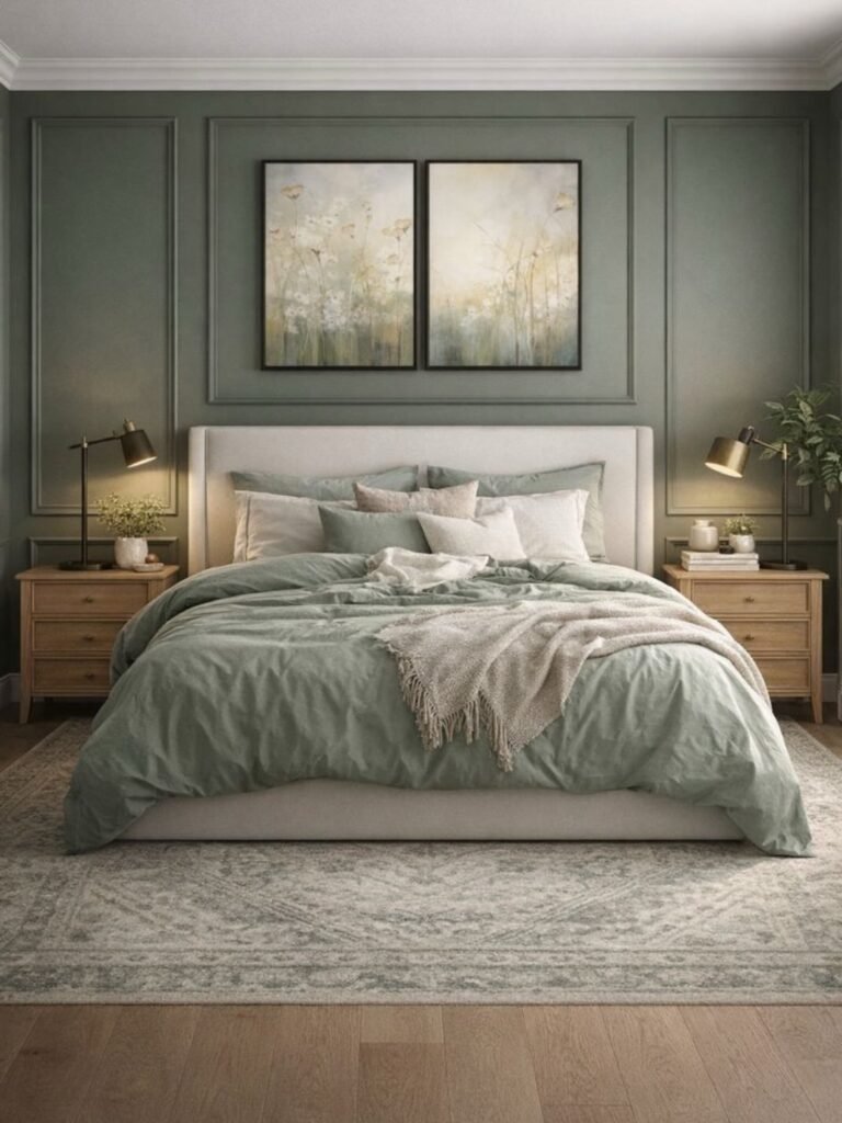 Soft Green Panel Wall