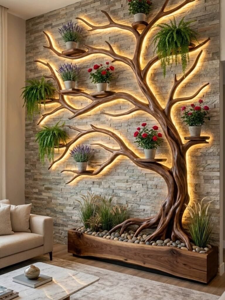 Tree Shelf Accent Wall