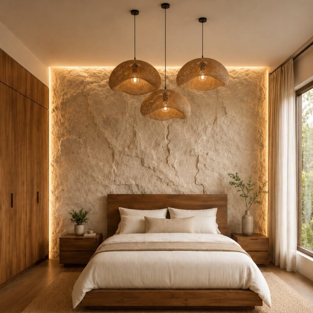 Backlit Textured Stone Wall
