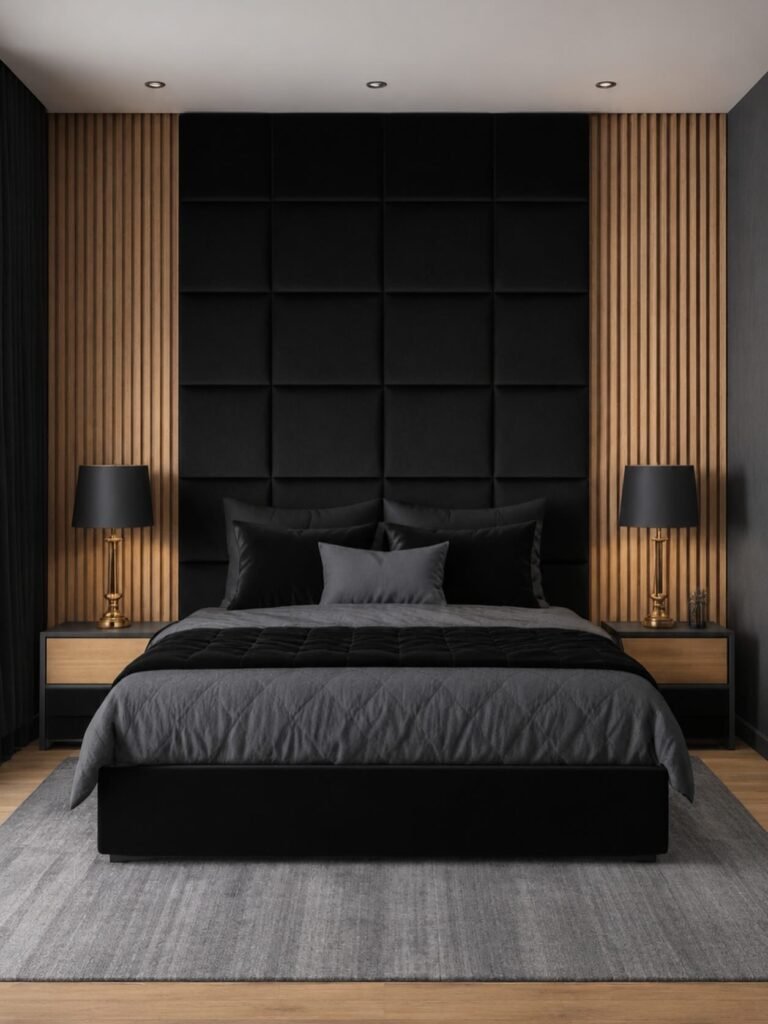 Black Padded Feature Wall