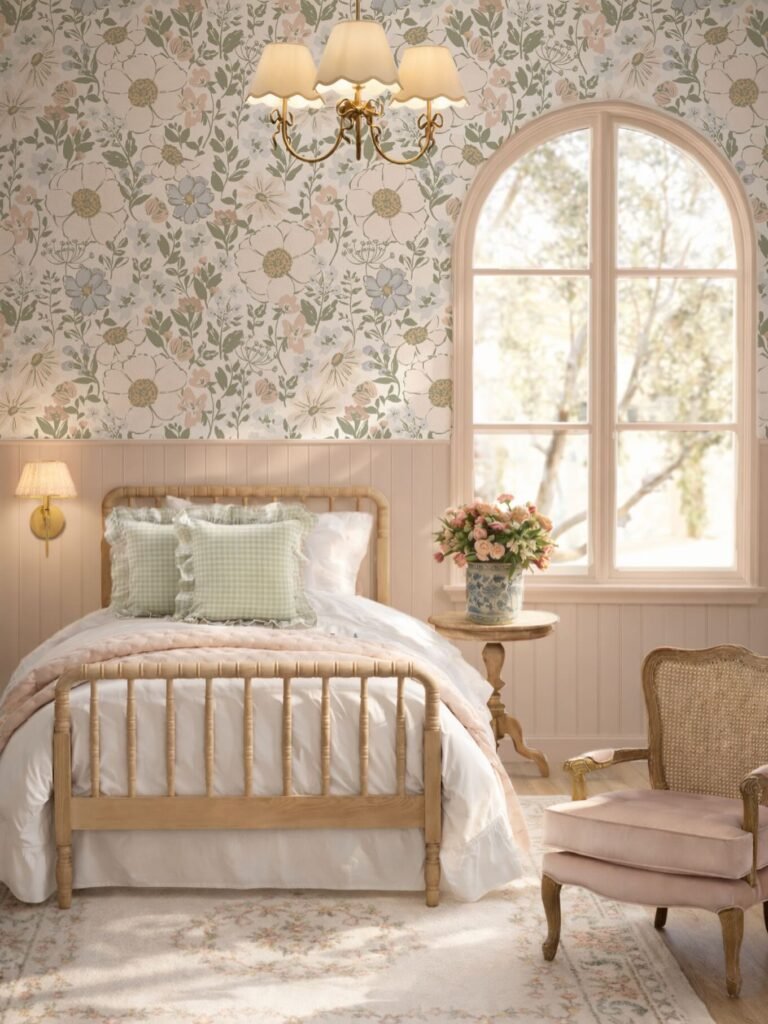 Cottage Floral Above Paneling