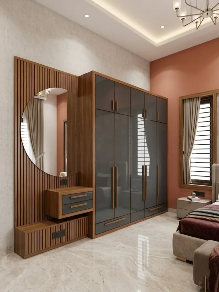 Dark Gloss Wardrobe Unit